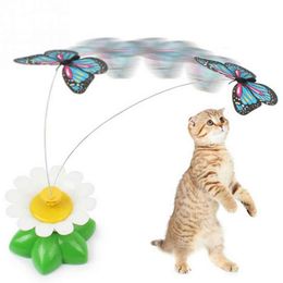 Cat Toys Pet Dog Plaything Electric Rotating Butterfly Kitten Play Seat Scratch Teaser Steel Wire Random ColorCatCatCat