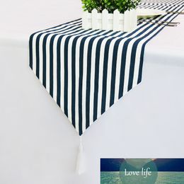 New European Style Striped Linen Rectangle Table Runners Home Hotel TCloth Modern Wedding Christmas Decorations
