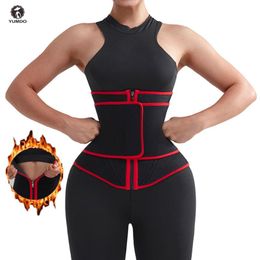 Women's Shapers YUMDO Neoprene Sweat Body Shaper Belly Slimming Belt Zipper Plus Size Boned Waist Cincher Corset Trainer