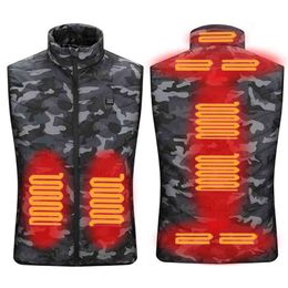 9 Places Heated Vest Men Women Usb Jacket Heating Thermal Clothing Hunting Winter BlackS-6XL 210923