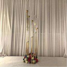 -Décoration de mariage métal candélabra 8 bras bougeoir bouge de chandelier pour les centres de mariée porte-bougie sans lampe