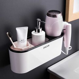 Hair Dryer Holder Bathroom Shelf Wall Shelf Bathroom Organiser Shelf Storage Holder For Hair Dryer Adhesive Punch-Free Free Ship 210705