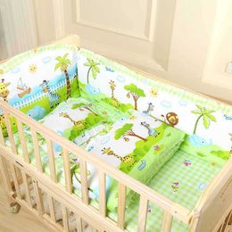 5 Pcs/set Baby Bedding Set Newborns Cradle Crib Bumper Cartoon Animated 100% Cot Infant Bed Protector Cotton Washable