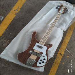 Custom electric guitar, 4-string bass, natural wood