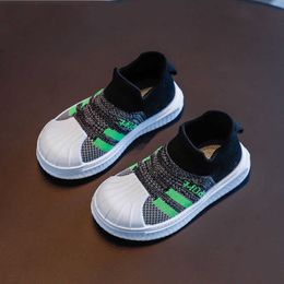 Children Sports Shoes Autumn Fashion Shell Head one pedal boys sports shoes girls flying woven casual shoes 210713