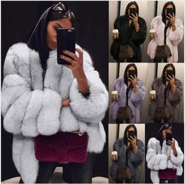 밍크 코트 여성 겨울 탑 패션 핑크 여성 모피 코트 우아한 두꺼운 따뜻한 겉옷 가짜 자켓