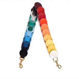 Circle Link Shoulder Strap Rainbow Round Colourful Handbag Strap Leather Bag Belt Stylish Purse Handle Decoration