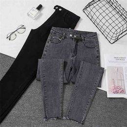Jeans Female Denim Pants Black Colour Womens woman slim Stretch Bottoms Feminino Skinny For Women Trousers Plus size 210809