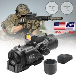 Quick Detachable Tactical 1x-4x Fixed Dual Role Optic Rifle Scope with Mini Red Dot Scope RMR for Rifle Hunting Airsoft Shooting