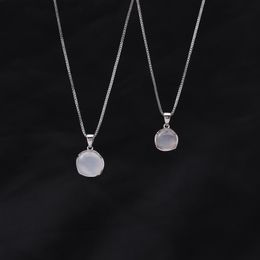 Pendant Necklaces Elegant Silver Plated White Round Moonstone Luxury Women Fashion Jewelry Clavicle Chain Short Necklace