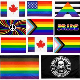 3X5 Philadelphia phily Straight Ally progress LGBT Rainbow Gay Pride Flag US Constitution 2nd Second Amendment Flag LLA7098