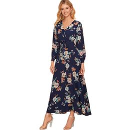 Floral Dresses Girls Flowers Beach-Dress Casual Long Seaside Holiday-Dresses Designer Slim Dress Clothes Vestidos CGYA248