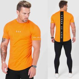 Gyms Clothing Fitness Tees Men Fashion T Shirts Extend Hip Hop Summer Short Sleeve T-shirt Cotton Bodybuilding Muscle Guys2606