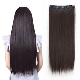 wavy straight hair Australia - Synthetic Wigs CTRLALT Straight 24-Inch Clip In Hair Heat Resistant Wavy Hairpiece High Temperature Fiber False