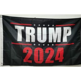 Cheap Donald Trump 2024 3x5 Black Polyester Flag, High Quality Hanging National American USA , Drop Shipping