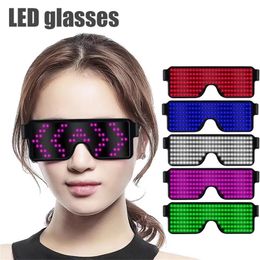 NEW 11 Modes Display Quick Flash Led Party Glasses USB Charging Luminous Glasses Christmas Grand Event Party Decorations Toy Y201015