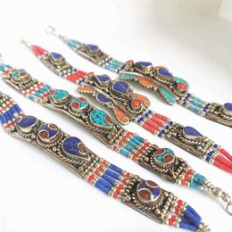 Indian Bracelets Copper Inlay Colourful Stone Clasp Multi Designs BB-475 211124