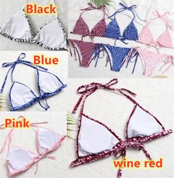 Women swim suit bikini two piece set spaghetti strap padded bra+bikini bottom summer clothing fashion beach swimsuit plus size free 3369