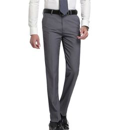 Recommend summer thin slim fit Business men formal suit pants wedding bridegroom trousers 28~40 gray and black color 210715