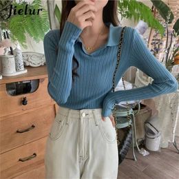 Jielur Autumn Winter Sweater Women Slim Solid Colour Basic Primer Pull Femme Chic Pullovers Jumper Soft Black Knitted Sweaters 211218