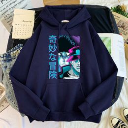 Anime Jojo'S Bizarre Adventure Hoodies Mens Street Casual Harajuku Clothing Spring/Fall Loose Warm Hooded Sweatshirts Streetwear Y0804