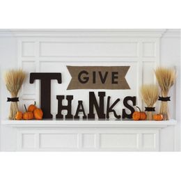 Party Decoration Happy Thanksgiving White Wall Backdrop Holiday Pumpkin Wheat Crop Background Studio Props