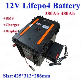 Waterproof 12V 380Ah-480Ah LiFepo4 lithium battery pack for RV Caravan campers motorhome solar system energy storage+20A charge