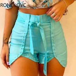 Women Off Shoulder Leaf Print Ruched Top & Beaded Shorts Set Casual 2 Pieces Set Y0702