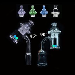 45&90 Degrees Quartz Banger Nail with spin carb cap and dab terp pearls 10mm 14mm 18mm male female quarts banger Nail for bong dab rig