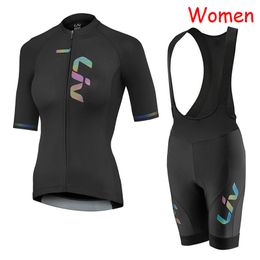 2021 Summer LIV team Cycling jersey bib shorts sets Womens Short Sleeves Bike Uniform Breathable quick dry Mountain Bicycle Clothing Sportswear Y21052802