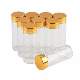 30x80mm 24pcs 40ml Glass Bottles Aluminium Screw Golden Cap Empty Transparent Clear Liquid Gift Container Wishing Bot