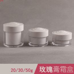 20g 30g 50g Empty Makeup Cosmetic Face Cream Jar Pot Bottle Acrylic Container with Rose Pattern Cap Portable Box 10pcs/lotgood qty