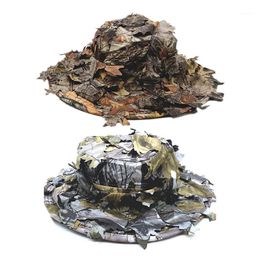 Outdoor Hats 2x Camouflage Hat With Bionic 3D Real Tree Leaf Hunting Cap Fishing Brown & Grey