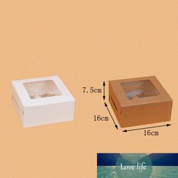 50pcs 16*16*7.5cm Kraft paper window cake Box party Gift/Candy/Biscuit/Soap/Cookie/Cupcake/Nuts boxes Display packaging Box