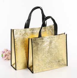 DIY Shopping Bags Foldable Fashion Tote Laser Fabric Nonwoven No Zipper Bag Home Reusable Handbags SN5190