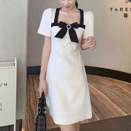 designer one piece dresses women Canada - Casual Dresses France Elegant One-piece Dress Women Designer Evening Party Mini Summer 2021 Short Sleeve Office Lady Korean Chic Clothing