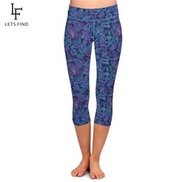 LETSFIND Summer Beautiful Paisley Print Women Fitness Elastic Leggings High Waist Plus Size Slim 210925