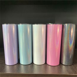 sublimation blank glitter Skinny Tumbler 20oz Stainless Steel Sparkly Water Tumbler With Splash-proof Lid straw Shiny Travel cup one 154 S2