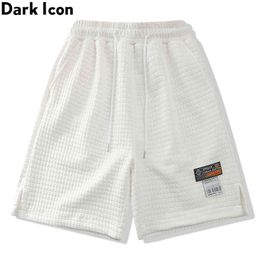 Elastic Waist Straight Mens Shorts Side Split Casual Shorts for Men 3 Colors 210603