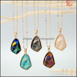 Pendant Necklaces & Pendants Jewelry Fashion Fake Stone Geode Resin Necklace Gold Color Plated Geometric Sparkly For Women 2021 Drop Deliver