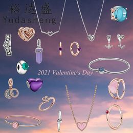 2021 Valentine's Day People Tilted Heart Solitaire Ring bone Earring Colour Amulet Pendant Bracelet Oval Cabochon Charm Q0531