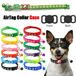 Cat Collars & Leads Pet Collar With Silicone Protective Airtag Case Anti-lost Adjustable Necklace Bell For Kitten Puppy Dog Accessories