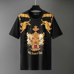 Luxury Gold Tiger Print Man's T-shirt Summer Short Sleeve T Shirts Clothes Casual Streetwear Tops Tees Camiseta Masculina 210527