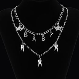wholesales jewerly Australia - Pendant Necklaces KunJoe Gothic Letter Necklace For Women Hip Hop Personality Angel Choker Female Jewerly Collar Party Gifts 2022