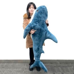JULY'S SONG 60/80/100/140CM Funny Soft Shark Plush Toy Pillow Appease Cushion Birthday Gift For Children 210728