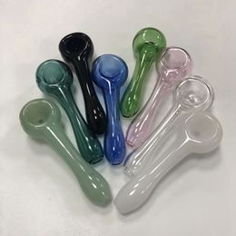 Wholsale 4 Inch Mini Spoon Glass Hand Pipes Pyrex Glass Oil Burner Pipes Tobacco Pipe For Smoking Accessories Dab Tool Net weight 35g