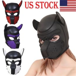 New Soft Padded Rubber Neoprene Puppy Cosplay Role Play Dog Mask Full Head with Ears Y200103