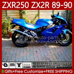 Motorcycle Fairings For KAWASAKI NINJA ZX2R ZXR250 ZX 2R 2 R R250 Gloss Blue ZXR 250 89 90 Bodywork 84No.75 ZX2 R ZX-2R ZXR-250 1989 1990 ZX-R250 89-98 Full Body Kit