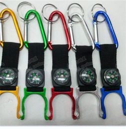 15 pcs a lot Carabiner Aquarius Buckle Outdoors Gear Gadgets Mountaineering Buckle With Compass Hiking Campang Fast Shipping 399 X2