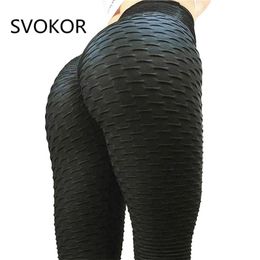 SVOKOR Black Leggings Women Polyester Ankle-Length Standard Fold Pants Elasticity Keep Slim Push Up Fitness Female Legging 211215